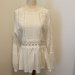 Moon river white blouse beautiful details BoHo